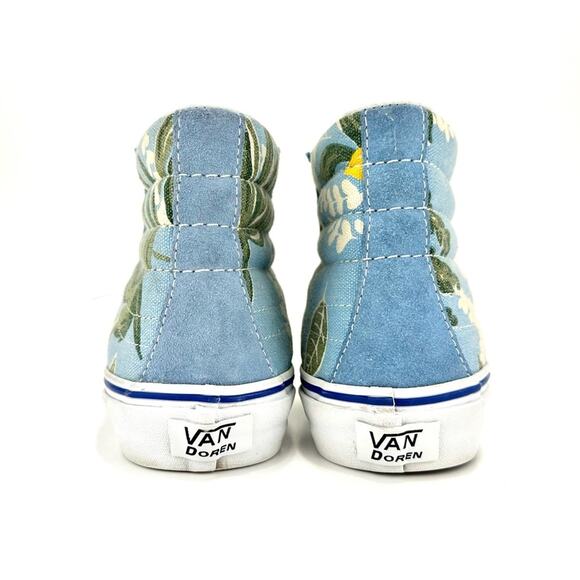 Men Sz 5.5 Vans Sk8hi Slim Lace High Sneaker Skateboard Van Doren Blue/Tropical - Picture 2 of 16
